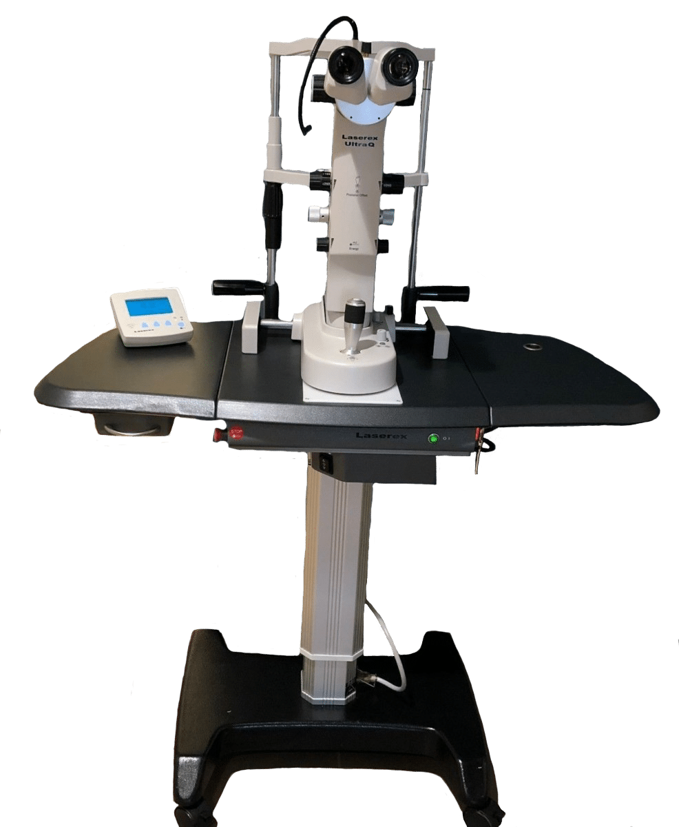 Laserex Ellex Ultra Q Ophthalmic YAG Laser System w Table & Manual