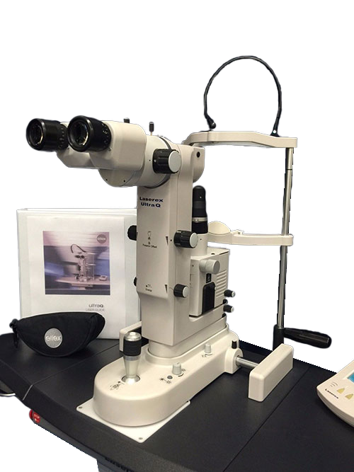 Ellex Ultra Q Yag Laser System Ellex Solo SLT Ophthalmic Glaucoma Laser w Power Table & Integrated Slit Lamp