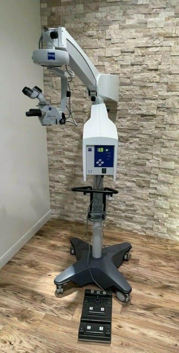 OPMI Visu 600x1182 Carl Zeiss OPMI Visu 160 Surgical Ophthalmic Microscope on S7 Rolling Stand